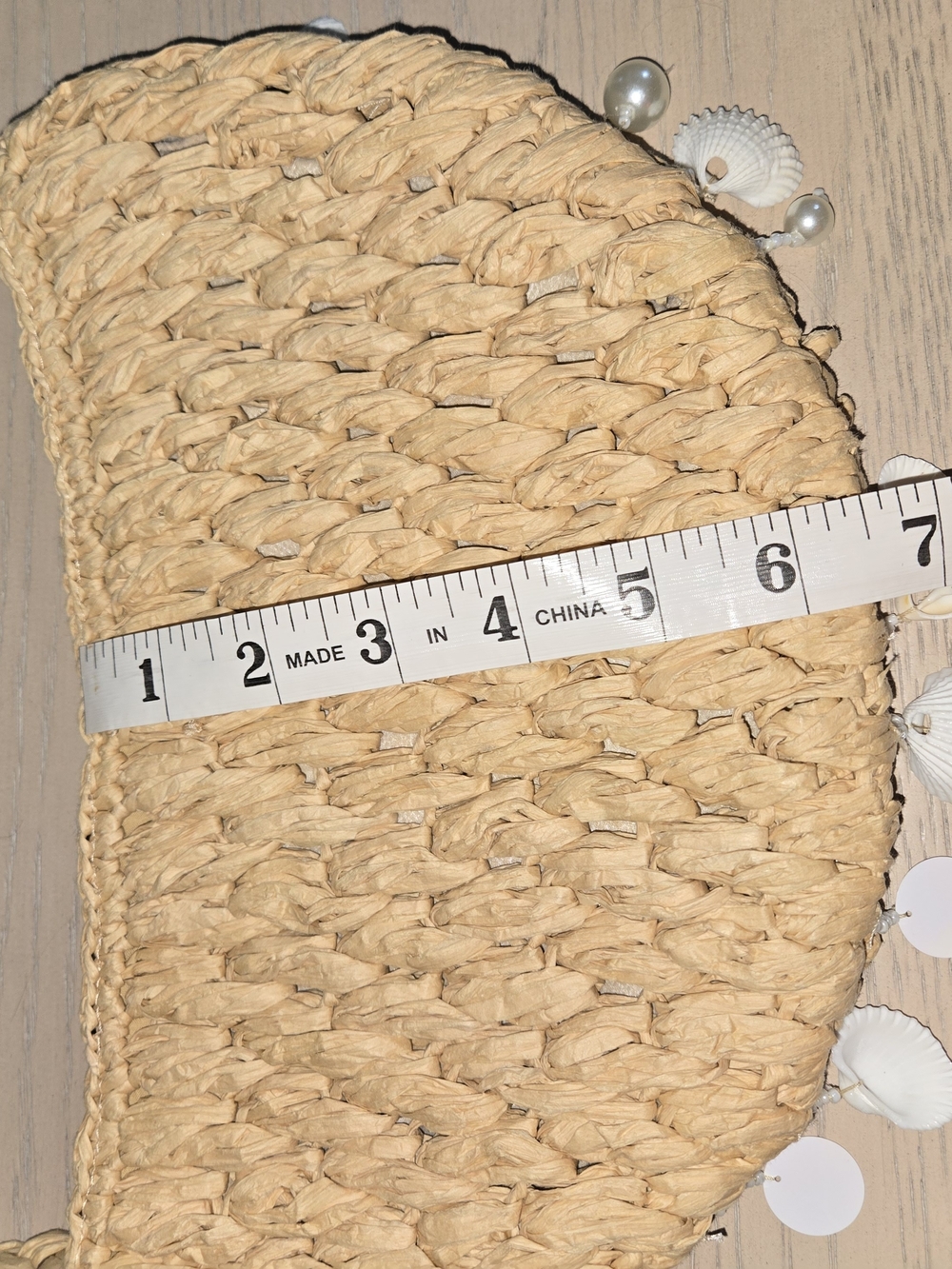 Woven Shell Accent Shoulder Bag - Natural Straw - Picture 4 of 4